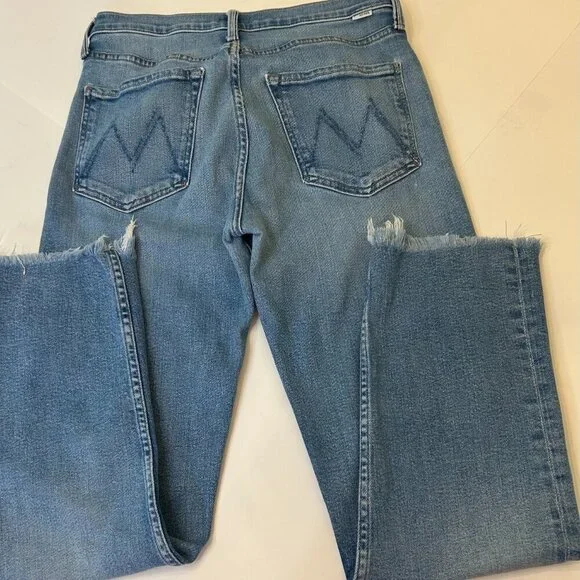 Mother High Rise Tomcat Flood Fray Flag Me DownStraight Leg Jeans Size 29